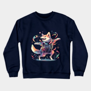 Dancing Skeleton Rainbow Shiba Crewneck Sweatshirt